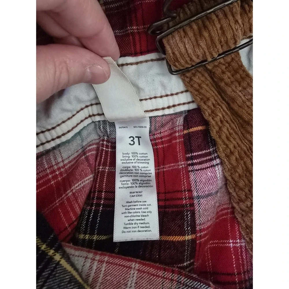 OshKosh B'gosh Overalls Vestback Flannel Lined Corduroy Size 3T Brown